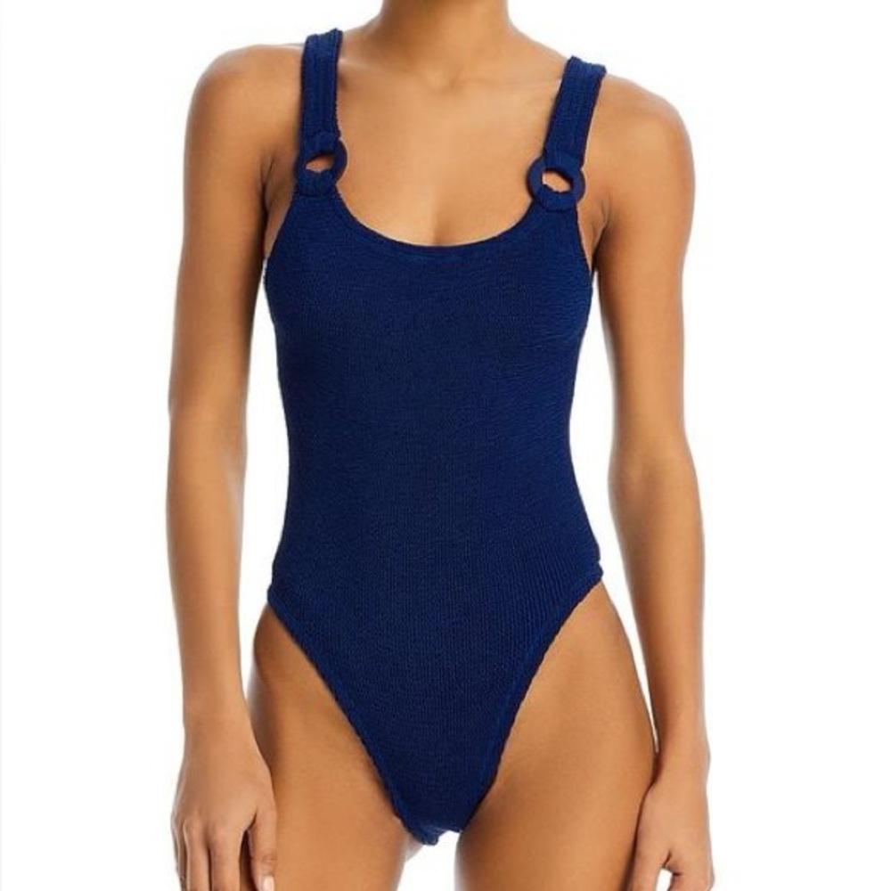 Hunza G Navy Blue Square Neck One-Piece Swimsuit - Picture 2 of 13
